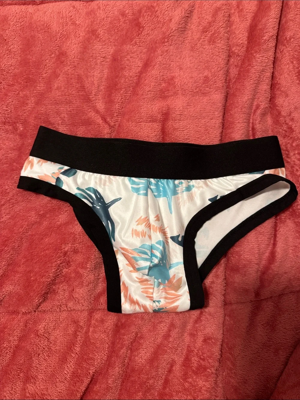 Men's Floral Print Briefs with Black Trim